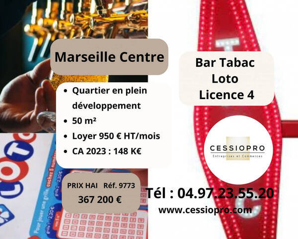 Sale Business bar - tabac - loto 50 m² Marseille 1er Arrondissement (13001)