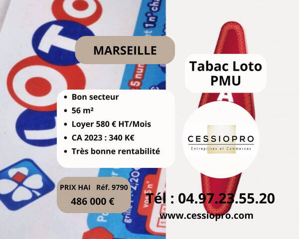 Sale Business tabac - loto - pmu 56 m² Marseille 5e Arrondissement (13005)