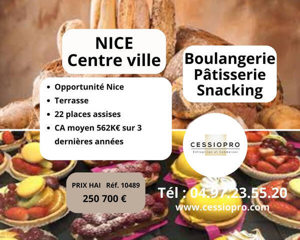 Vente Fonds de commerce boulangerie - pâtisserie - vente à emporter 217 m² Nice (06000)