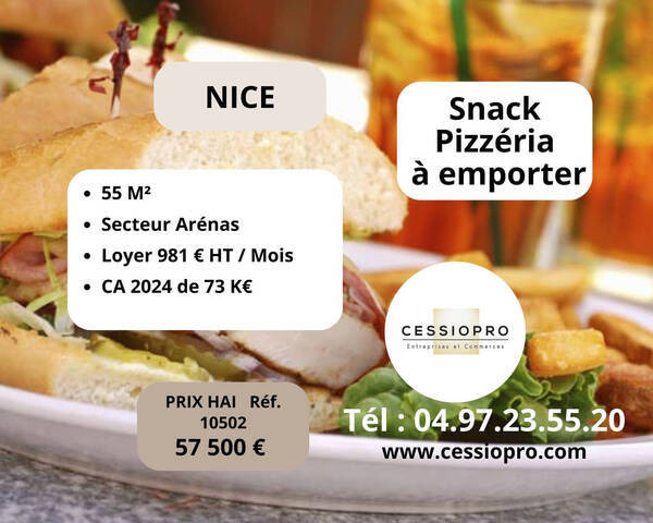 Vente Fonds de commerce restauration rapide - vente à emporter - pizzeria 55 m² Nice (06200)