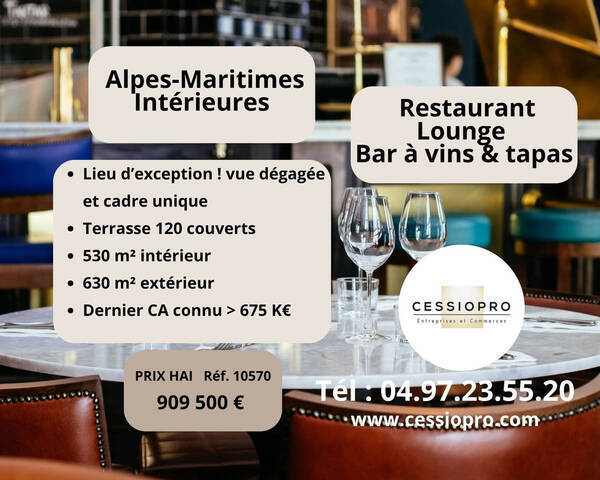 Sale Business restaurant - bar - cave à vin 530 m² Mougins (06250)