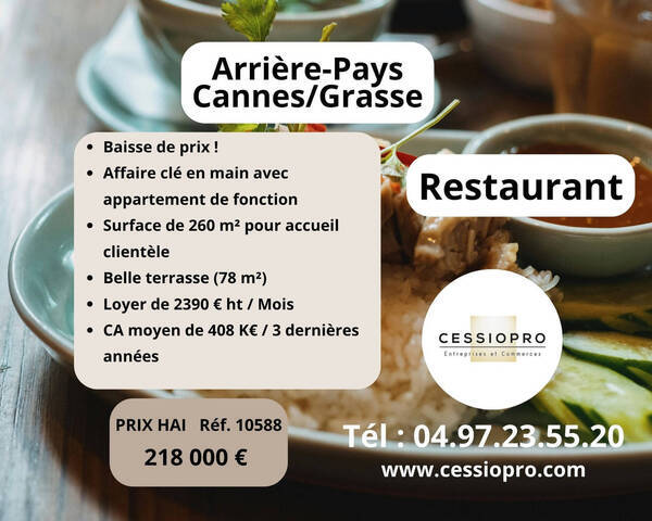 Sale Business restaurant 260 m² Grasse (06130)