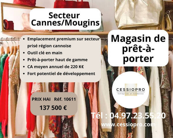 Vente Fonds de commerce prêt à porter 100 m² Mougins (06250)