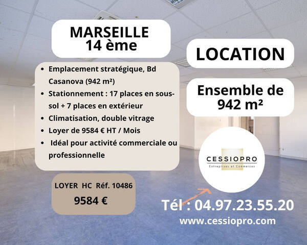Louer Local professionnel 942 m² Marseille 14e Arrondissement (13014)