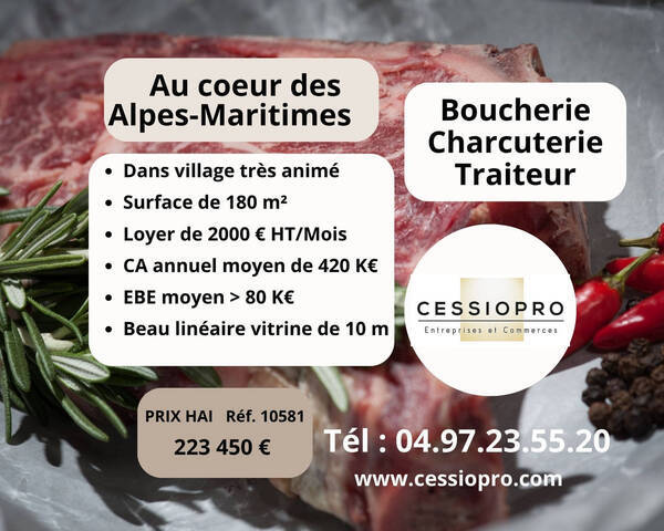 Sale Business boucherie - charcuterie 180 m² Peymeinade (06530)