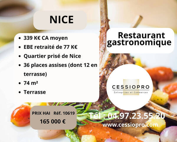 Sale Business restaurant 74 m² Nice (06000)