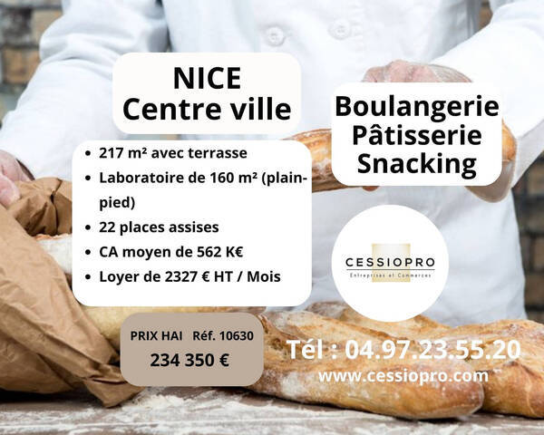 Vente Fonds de commerce boulangerie - pâtisserie 217 m² Nice (06000)
