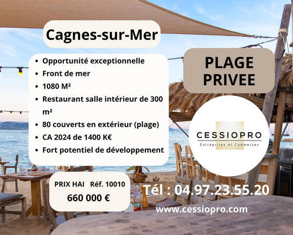 Sale Business fonds de commerce 1080 m² Cagnes-sur-Mer (06800)