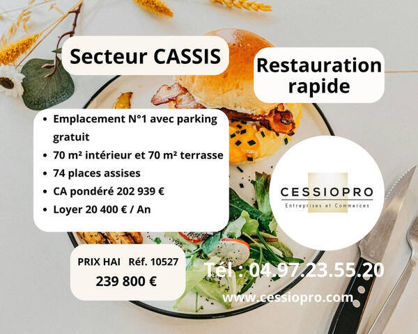 Vente Fonds de commerce restauration rapide 70 m² Cassis (13260)