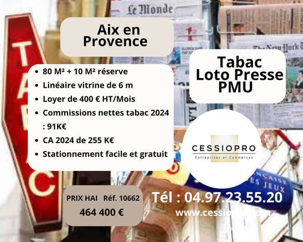 Vente Fonds de commerce tabac - loto - presse 80 m² Aix-en-Provence (13090)