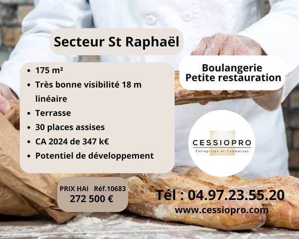 Vente Fonds de commerce boulangerie - terminal de cuisson - sandwicherie 175 m² Saint-Raphaël (83700)