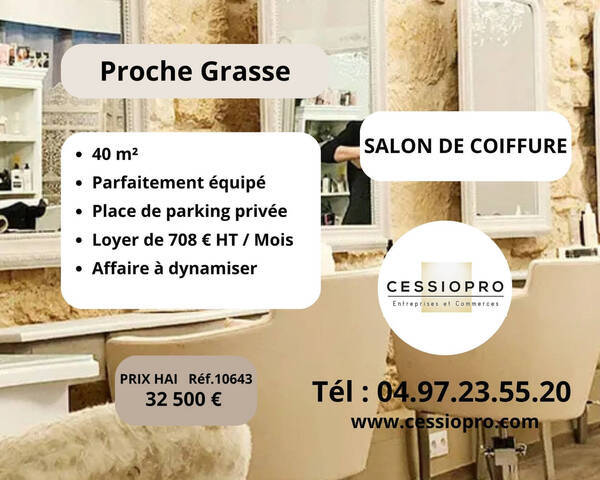 Vente Fonds de commerce salon de coiffure 40 m² Peymeinade (06530)