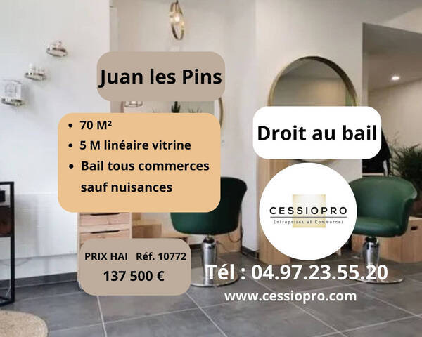 Vente Local commercial 70 m² Juan-les-Pins (06160)