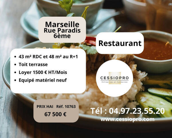 Sale Business restaurant 91 m² Marseille 6e Arrondissement (13006)