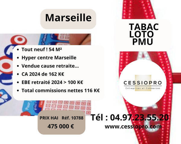 Sale Business tabac - loto - pmu 54 m² Marseille 1er Arrondissement (13001)