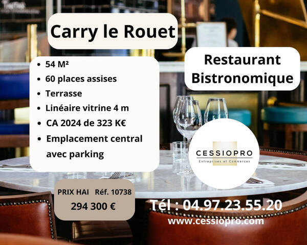 Vente Fonds de commerce restaurant 54 m² Carry-le-Rouet (13620)