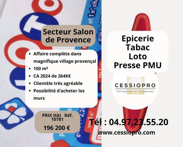 Vente Fonds de commerce tabac - loto - pmu - presse - magasin d'alimentation 100 m² Salon-de-Provence (13300)
