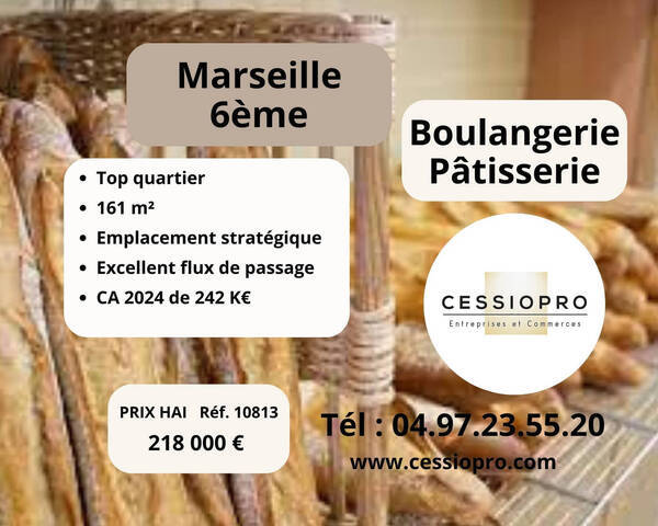 Vente Fonds de commerce boulangerie - pâtisserie 161 m² Marseille 6e Arrondissement (13006)