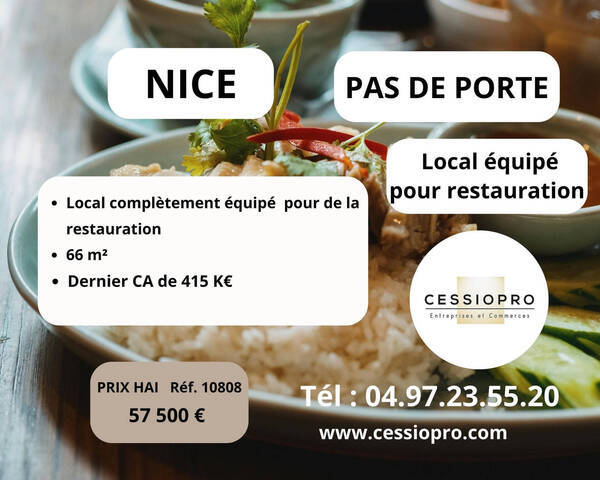 Sale Business cession de droit au bail 66 m² Nice (06000)
