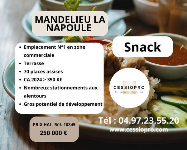 Vente Fonds de commerce restauration rapide - sandwicherie - glacier 187 m² Mandelieu-la-Napoule (06210)