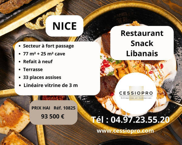 Vente Fonds de commerce restaurant - restauration rapide - vente à emporter - traiteur 77 m² Nice (06000)
