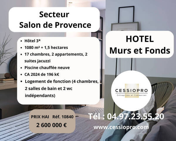 Sale Business hôtel 1080 m² Cornillon-Confoux (13250)