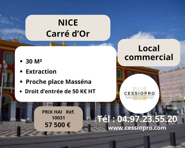 Sale Business cession de droit au bail 30 m² Nice (06000)