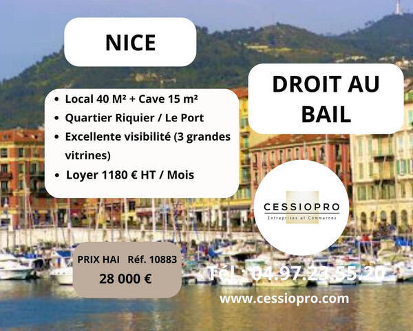 Sale Business cession de droit au bail 40 m² Nice (06000)