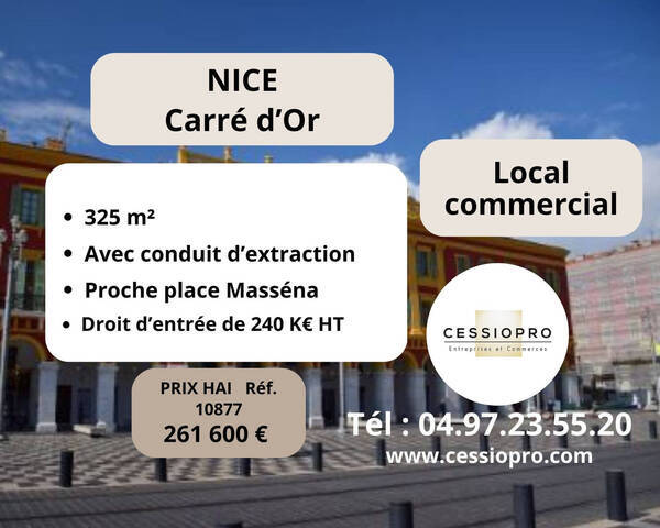 Sale Business cession de droit au bail 325 m² Nice (06000)