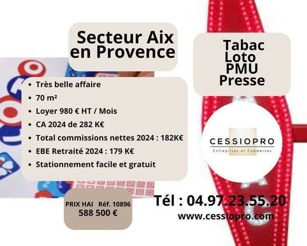 Sale Business tabac - loto - presse - pmu 70 m² Aix-en-Provence (13090)