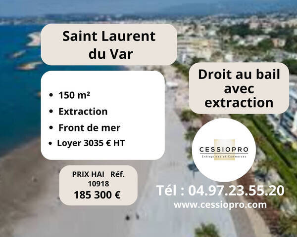Vente Fonds de commerce cession de droit au bail 150 m² Saint-Laurent-du-Var (06700)