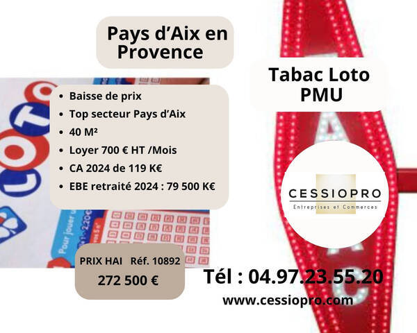 Vente Fonds de commerce tabac - loto - pmu 40 m² Aix-en-Provence (13090)