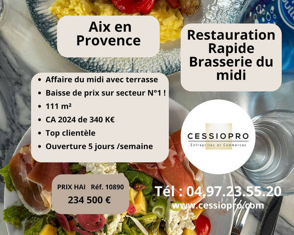 Sale Business vente à emporter - restauration rapide - brasserie 111 m² Aix-en-Provence (13090)