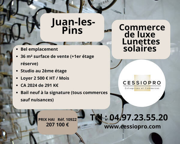 Sale Business commerce de luxe - optique 36 m² Juan-les-Pins (06160)