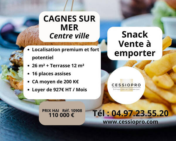 Sale Business vente à emporter - restauration rapide 26 m² Cagnes-sur-Mer (06800)