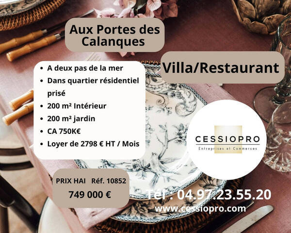 Vente Fonds de commerce restaurant 400 m² Saint-Cyr-sur-Mer (83270)