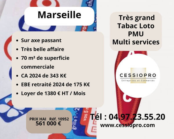 Sale Business tabac - loto - pmu 82 m² Marseille 15e Arrondissement (13015)