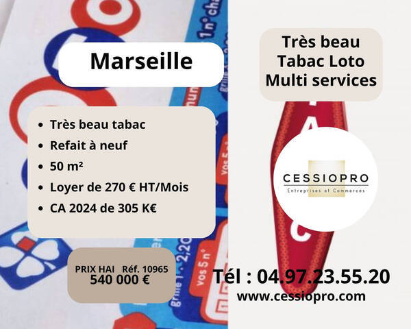 Sale Business tabac - loto 50 m² Marseille 15e Arrondissement (13015)