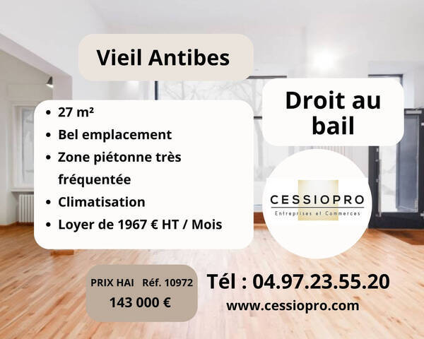 Sale Business cession de droit au bail 27 m² Antibes (06160)