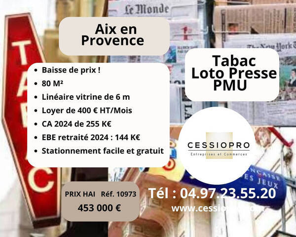 Sale Business tabac - loto - presse 80 m² Aix-en-Provence (13090)