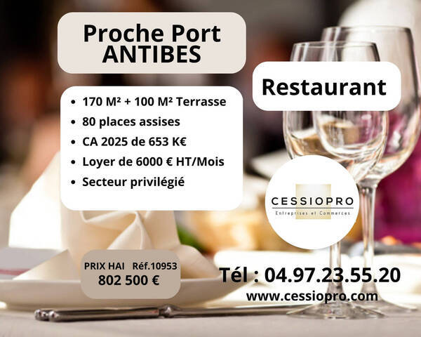Vente Fonds de commerce restaurant 170 m² Antibes (06160)