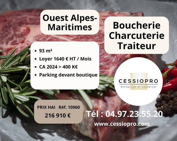 Sale Business boucherie - charcuterie - traiteur 93 m² Grasse (06130)