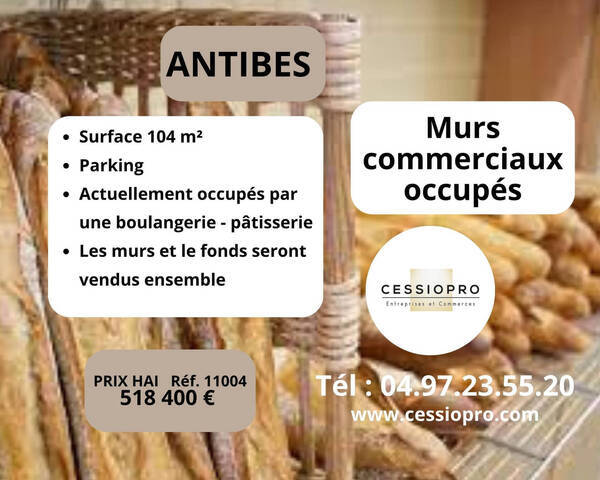 Vente Fonds de commerce boulangerie - pâtisserie 104 m² Antibes (06160)