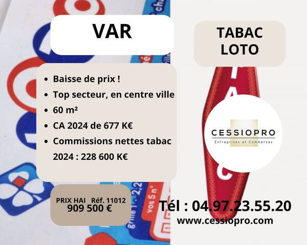 Vente Fonds de commerce tabac - loto 60 m² Grimaud (83310)