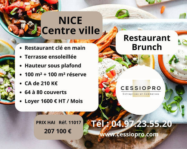 Vente Fonds de commerce restaurant 200 m² Nice (06000)