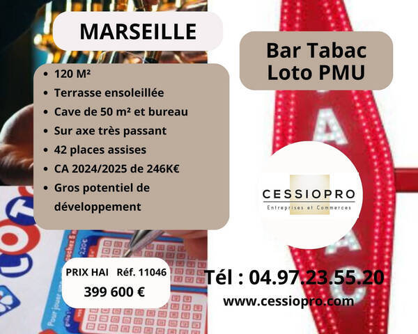 Vente Fonds de commerce tabac - loto - bar - pmu 170 m² Marseille 1er Arrondissement (13001)