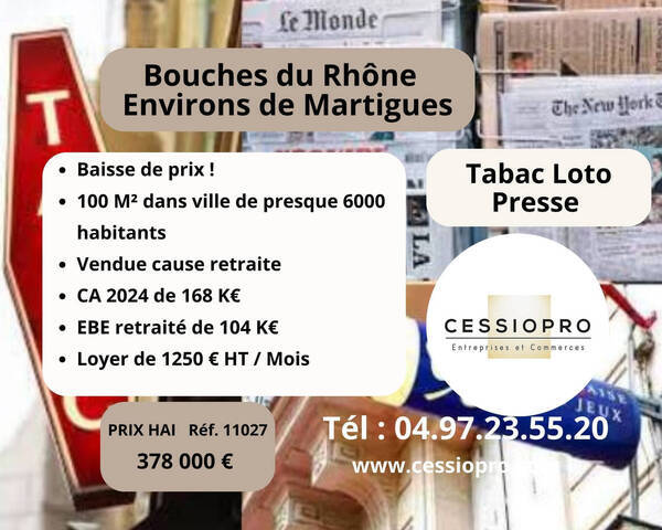 Vente Fonds de commerce tabac - loto - presse 100 m² Martigues (13500)