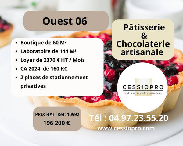Sale Business chocolatier - pâtisserie 144 m² Grasse (06130)