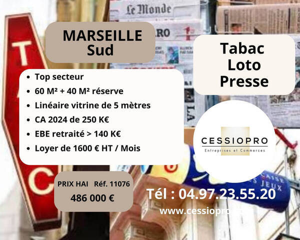 Sale Business loto - presse - tabac 60 m² Marseille 9e Arrondissement (13009)