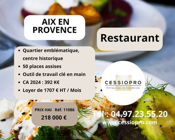 Vente Fonds de commerce restaurant 108 m² Aix-en-Provence (13090)